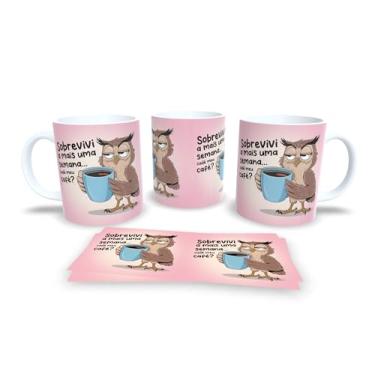 Imagem de Caneca de Café com Coruja Rabugenta, Porcelana Branca, Design Divertido com Texto em Português, Presente para Amantes de Café (18992)