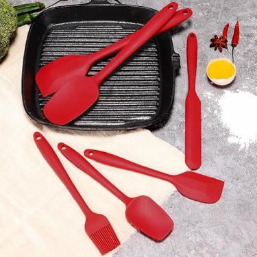 Imagem de Conjunto de 6 espátulas de silicone, espátulas raspadoras de grau alimentício, resistente ao calor, conjunto de utensílios de cozinha antiaderentes para cozinhar e assar