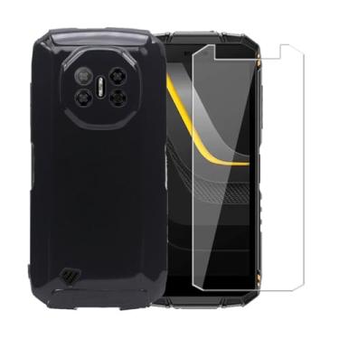Imagem de WDMYLFTW Capa para Doogee Fire 3 Pro + película protetora de tela de vidro temperado - Capa protetora de TPU (preta)
