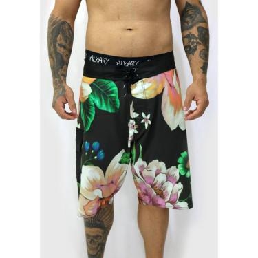 Imagem de Bermuda Água Alkary Flores Praia Preta-Masculino