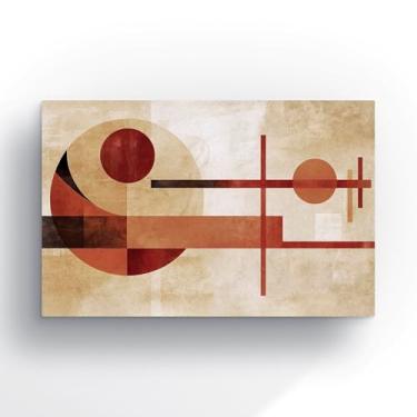 Imagem de Quadro Decorativo Abstrato Geométrico em Tela Canvas, Marrom e Bege, 90x60 cm, Estilo Moderno, Bordas Infinitas para Decoração