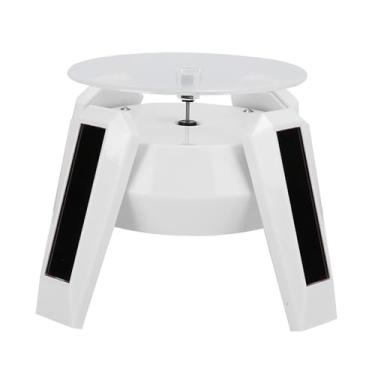 Imagem de Expositor giratório movido a energia solar Mesa giratória de joias com luzes LED azuis Rotação de 360 ​​graus para lojas de varejo Exposições Home Office Plástico 8,5 x 13 x 13 cm