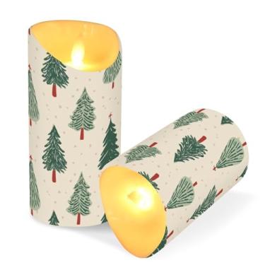 Imagem de Blueangle Pacote com 2 velas de árvore de Natal sem chamas com controle remoto e temporizador, velas LED cintilantes (7,6 cm x 9,9 cm) para decoração de casa, casamento, acampamento (809)