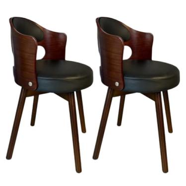 Imagem de SPXMQSS Cadeiras para sala de jantar, cadeiras de jantar giratórias de 360° com encosto, cadeira de jantar estofada de couro, cadeira ergonômica para lounge, escritório, penteadeira, cinza escuro, 2