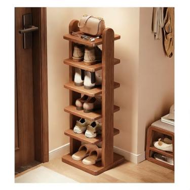 Imagem de SPXMQSS Sapateira de madeira maciça, organizador de sapatos estreito, suporte vertical autônomo, cantos arredondados para entrada, armário, salas de estar, quartos, 6 níveis 30 x 30 x 102 cm