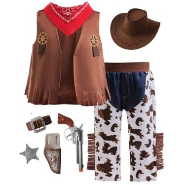 Imagem de bibeikele Cowboy Costume for Kids Cosplay Western Role Play Dress Up Halloween Costume 5-6 Years-130