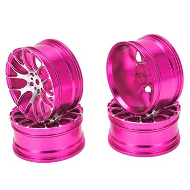 Imagem de Ainoli 4 peças de cubo de roda RC, jantes de liga de alumínio, 52 mm para carro Tamiya TT‑01 1/10 RC (Rosa)