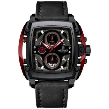 Imagem de Relógio Masculino Mostrador Grande Design Tonneau à Prova D `água Vermelho