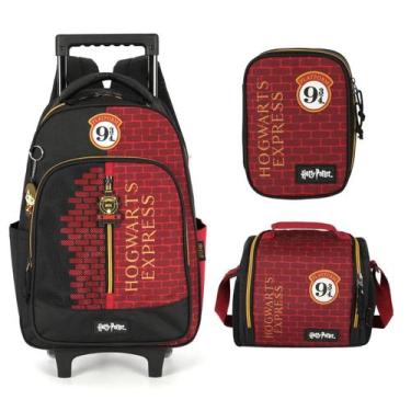 Imagem de Kit Mochila De Rodinha Lancheira Estojo Escolar Harry Potter - Luxcel,