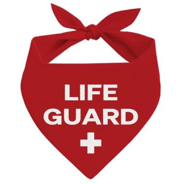 Imagem de Bandana Life Guard para cães, bandana à beira da piscina, lenço para animais de estimação pequenos e médios, lenço vermelho para animais de estimação, presente para amantes de cães, triângulo
