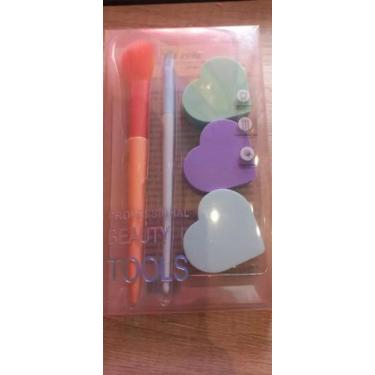 Imagem de Kit 03 esponjas e 02 pinceis makeup brush beauty tools profissional