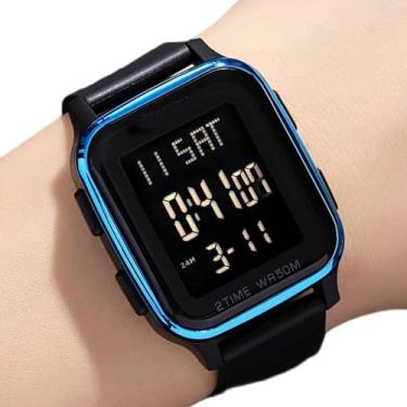 Imagem de Relógio Digital de Pulso,Pulseira Ajustável Com LED - Relógio De Pulso Quadrado E Fashionável | Para Pai Marido Namorado Esposa Namorada Aniversário Natal Ano Novo Encontros E Deslocamento Diário