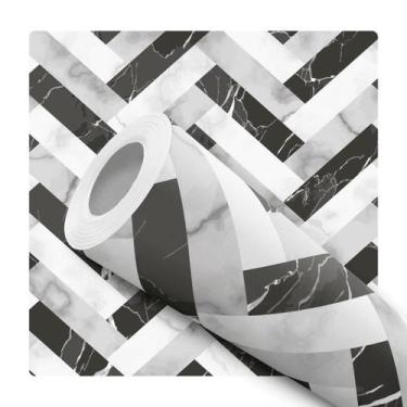 Imagem de Papel De Parede Adesivo Lavável Chevron Marmorizado 12m - Deliquadros