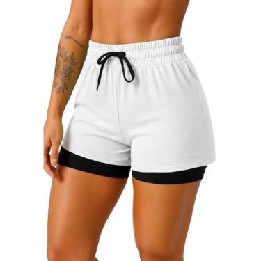 Imagem de Bermuda Short 2 em 1 Feminino Dryfit Treino Academia Esporte Corrida C