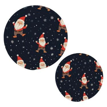 Imagem de Wassud Lindo conjunto de trivet de Papai Noel para pratos quentes, suportes redondos de algodão, almofadas quentes, porta-copos elegantes, decoração de cozinha e acessórios, 2 peças