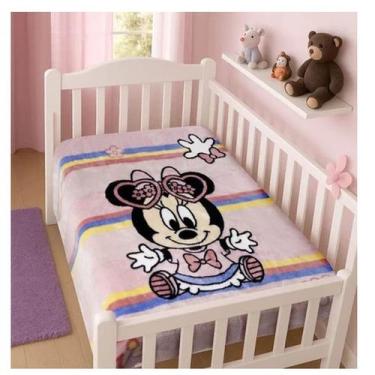 Imagem de Cobertor de Bebe Infantil Raschel Plus Disney Minnie e Mickey Macio - 