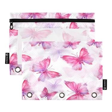 Imagem de Wassud Pastas de fichário com 3 furos, pastas de bolso fofas borboletas organizadoras, pasta de arquivos para escritório em casa, pacote com 2
