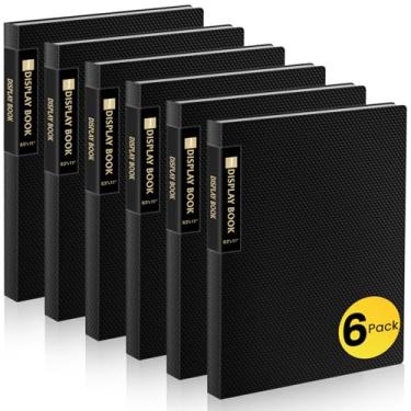 Imagem de Pacote com 6 fichários de 18 bolsos com mangas de plástico 21 x 28 cm, pasta Sooez para portfólio de arte, protetores de folhas transparentes, exibição de 60 páginas, livro de apresentação para obras