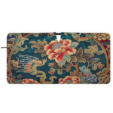 Imagem de CEBUGI Para-brisa de carro dobrável sombra de sol padrão chinês tradicional janela de carro guarda-chuva para-brisa frontal para-sol para acessórios de carro bloqueador solar refletivo de carro legal