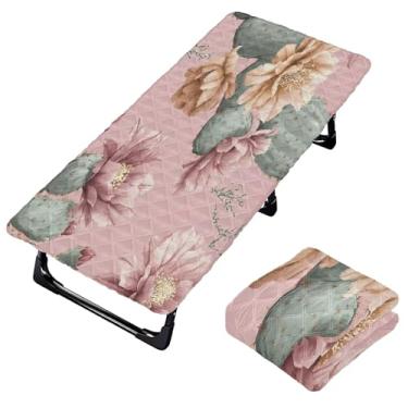 Imagem de Burbuja Lençol de berço de cactos floridos para crianças, lençol de cochilo acolchoado portátil com faixa elástica para meninas e meninos, lavável na máquina, 63,5 x 127 cm