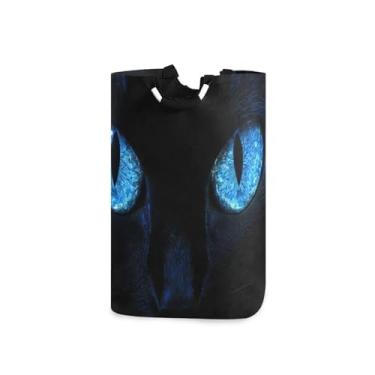 Imagem de CEBUGI Cesto de lavanderia azul com olhos brilhantes, cesto de roupa suja dobrável para roupas, quarto, banheiro, dormitório