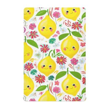 Imagem de Burbuja Lençol de berço fofo de limões para meninos e meninas, lençol com elástico 71 x 132 cm para colchões de berço padrão e infantil, macio e respirável