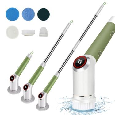 Imagem de Escova Elétrica IPX5 com Duas Telas LCD Sem Fio para Power Shower Alça Retrátil Extensível Ajustável 7 Escovas Banheira