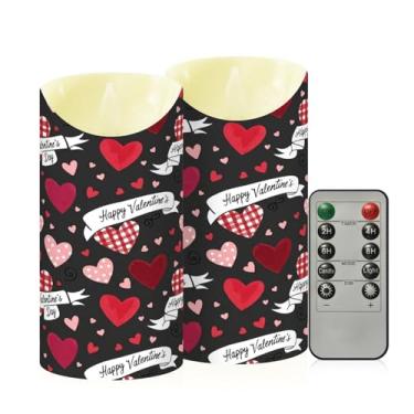 Imagem de Wassud Pacote com 2 velas sem chama feliz dia dos namorados com controle remoto, velas realistas cintilantes com temporizador, velas decorativas para Natal, casamento, festa, decoração de casa média