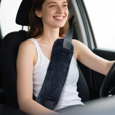 Imagem de RoamReady Almofada de cinto de segurança de cantos arredondados para pós-cirurgia, almofada de cirurgia cardíaca, almofadas essenciais para recuperação de histerectomia, almofada de cinto de segurança