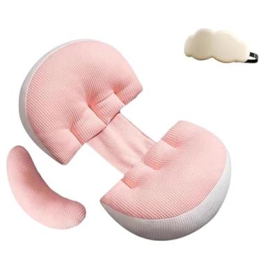 Imagem de Almofada de gravidez, com cunha de barriga ajustável, material seguro para costas, barriga, pernas, apoio de barriga (rosa)