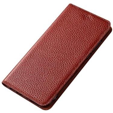 Imagem de LTLMYDAM Capa de couro genuíno para Xiaomi 17 Pro Max/17 Pro/17, carteira de textura de lichia, capa feita à mão, proteção total, à prova de choque, marrom, 17