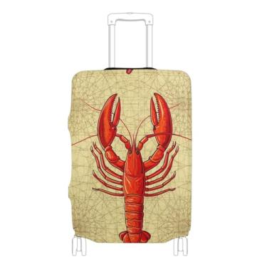 Imagem de Capas de mala para protetores de bagagem vibrante vermelho lagosta bege capa protetora acessórios de bagagem de viagem, P, serve para capa de 45 a 50 cm, Lagosta vermelha vibrante bege, L 26-28 in