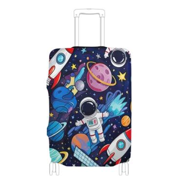 Imagem de Capa de mala de astronauta colorida planetas espaciais personalizada protetor de bagagem essencial para férias manga de mala estampa animal, P, serve para capa de 45 a 50 cm, Planetas espaciais