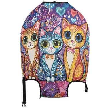 Imagem de Joisal Capa de bagagem Cats Big Eyes para mala protetora de viagem elástica com estampa animal essencial para férias, Olhos grandes de gatos, L, Fits 26-28 Inch Case, Capa de mala