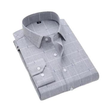 Imagem de Camisa Masculina De Manga Longa Xadrez Clássica Formal Casual Macia Co