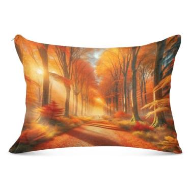 Imagem de Fronhas decorativas de floresta de outono com zíper King Queen tamanho padrão capas de almofada com estampa de arte fronhas macias para cama, tamanho Queen, 50,8 cm x 76,2 cm