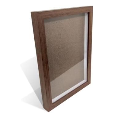 Imagem de Moldura Caixa Alta 15x21 com Vidro para Quilling, Bordados, Scrapbook e Porta Retrato 1,5cm(TABACO)