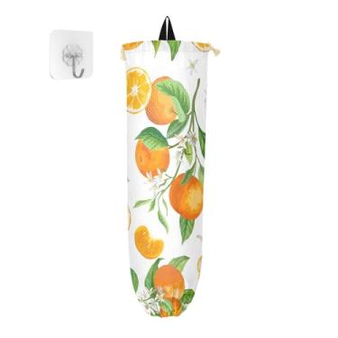 Imagem de GAIGEO Organizador de sacolas plásticas para pendurar flores de frutas cítricas, dispensador de sacolas de supermercado na parede, organizador de bolsa de armazenamento de cozinha