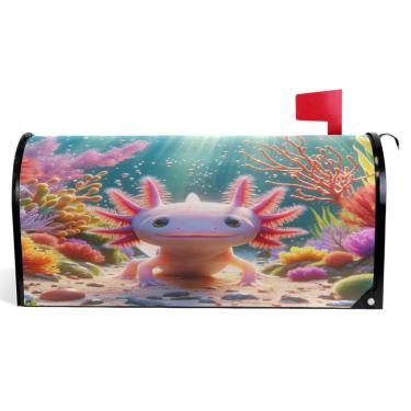 Imagem de TSENQUE Capas de caixa de correio decorativas magnéticas fofas desenho animado salamandrid rosa outono caixa de correio envoltório vinil feriado à prova de intempéries decoração caixa de correio