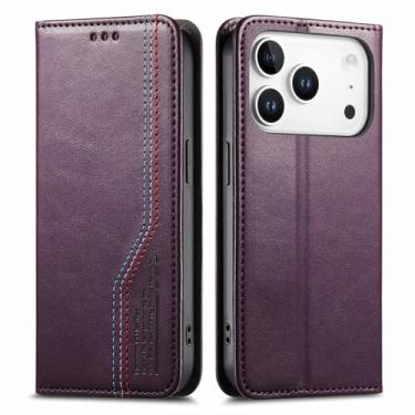 Imagem de LYJSMGZ Capa carteira flip para iPhone 17 Pro Max/Air/17 Pro/17, compartimentos para cartões, pulseira à prova de choque, capa de negócios de grande capacidade, roxo, Z Fold 7