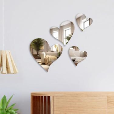 Imagem de Conjunto de Corações Espelhados Decorativos para Quarto Sala Comércio