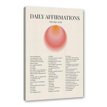 Imagem de Impressão de pôster de arte de parede com citações de afirmação diária gradiente positivo Aura pintura estética impressões sala de estar decoração de casa (SKU1,27.9x35.6 cm = (28x35 cm), emoldurado