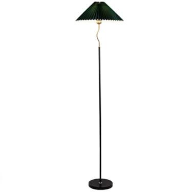 Imagem de Luminária de chão moderna e minimalista em tecido plissado, ideal para leitura em ambientes internos, seja na sala de estar, quarto ou escritório.