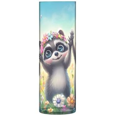 Imagem de Lindos vasos de flores cilíndricos de guaxinins para centros de mesa, vasos altos de plástico, decoração de quarto, estética, 30 x 9,9 cm