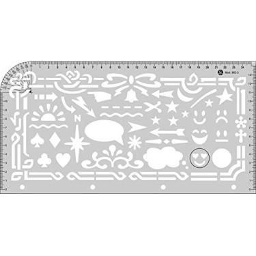 Imagem de Gabarito Linha Universitária em PVC de 0.5 mm, Contendo Simbologias MG-3, Trident, Transparente