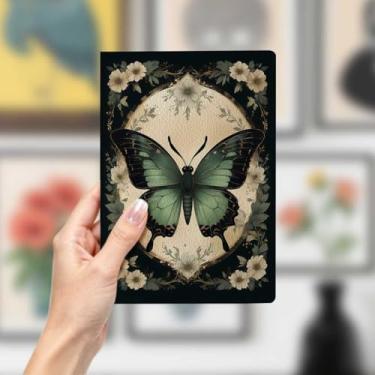 Imagem de Caderno de couro borboleta, caderno A5 para anotações no escritório, agenda de 21 x 14,7 cm, agenda de viagem, presentes para amantes de borboletas