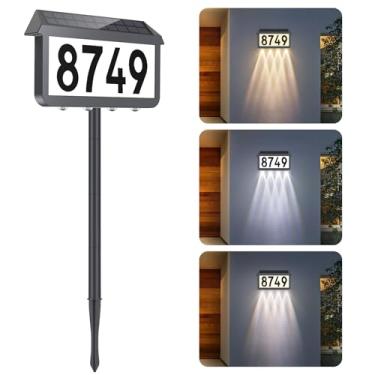 Imagem de Placa de endereço iluminada por LED solar, 1 pacote, cinza