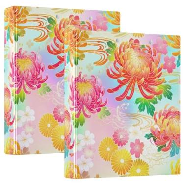 Imagem de Fichários Bloom Petals Pastel 3,8 cm, 3 anéis, comporta 200 folhas duráveis para prancheta, anel redondo, 31,5 x 27 x 6 cm, pacote com 2