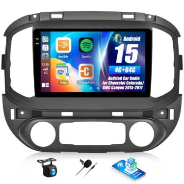 Imagem de Estéreo automotivo Android 4G + 64G para Chevrolet Colorado/GMC Canyon 2015-2017 com carplay sem fio Android Auto unidade de cabeça de tela sensível ao toque de 22 cm, câmera de reserva, WiFi, GPS RDS