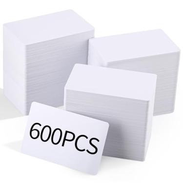 Imagem de Pacote com 600 cartões de identificação de PVC em branco, cartão de plástico branco de 30 mm para impressoras de crachá de identificação com foto, uso pessoal, impressão direta compatível com designs